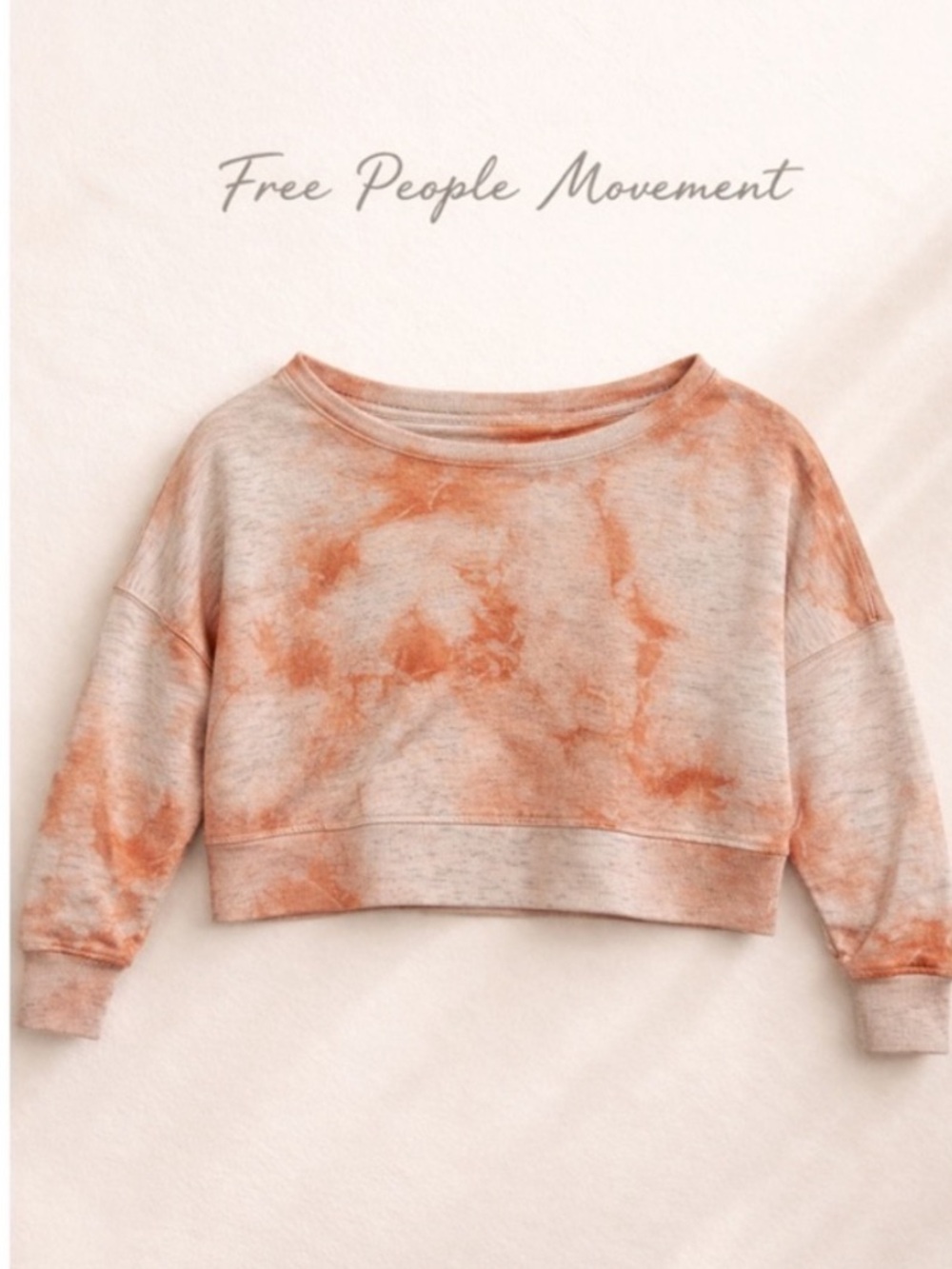 FP  Movement Slouchy Crop Sweatshirt Large Tie Dye Wide Collar Drop Shoulder L
